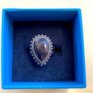 Sterling Silver Cabochon Blue Sapphire Ring